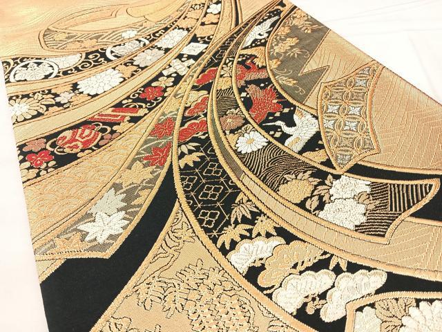 平和屋着物◎六通柄袋帯　束ね熨斗吉祥花文　金銀糸　正絹　逸品　BAAY5020qw