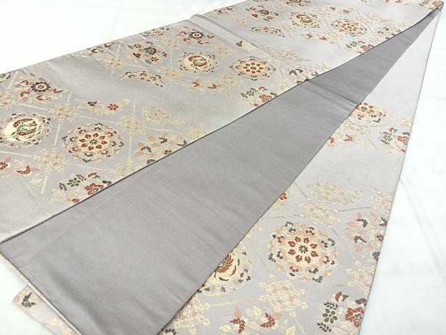 平和屋着物◎六通柄袋帯　唐織　紹巴　天井花鳥文　金糸　正絹　逸品　BAAY5023qw