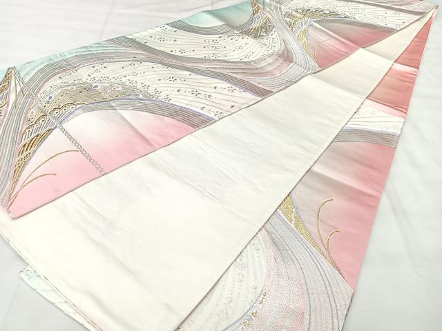 平和屋着物◎六通柄袋帯　孔雀　金銀糸　正絹　逸品　BAAY5026qw