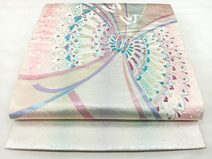 平和屋着物◎西陣　六通柄袋帯　舞蝶文　金銀糸　正絹　逸品　BAAY5030qw