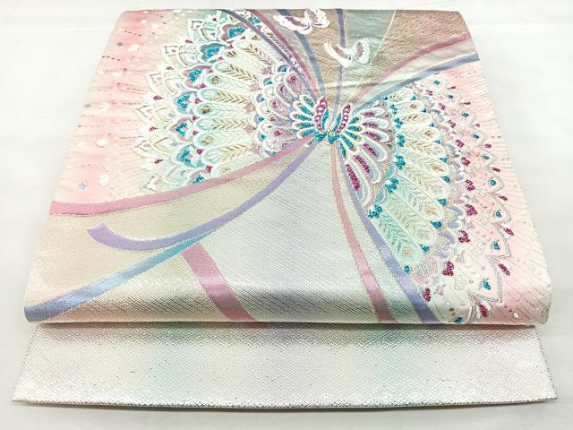 平和屋着物◎西陣　六通柄袋帯　舞蝶文　金銀糸　正絹　逸品　BAAY5030qw
