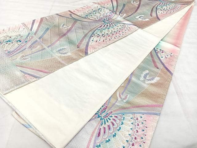 平和屋着物◎西陣　六通柄袋帯　舞蝶文　金銀糸　正絹　逸品　BAAY5030qw