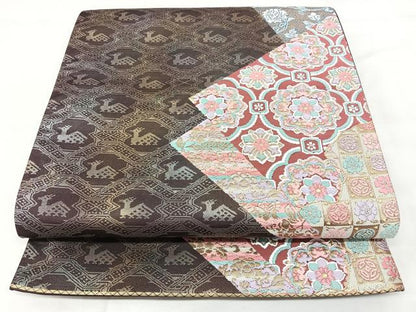 平和屋着物◎六通柄袋帯　有栖川花文　金糸　正絹　逸品　BAAY5032qw