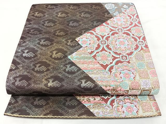 平和屋着物◎六通柄袋帯　有栖川花文　金糸　正絹　逸品　BAAY5032qw