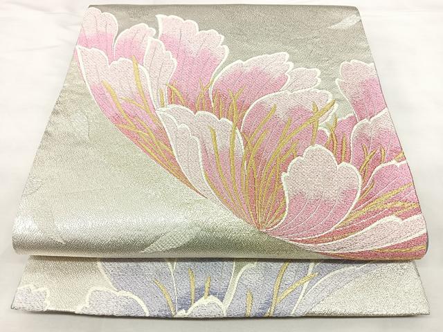 平和屋着物◎六通柄袋帯　舞花文　金銀糸　正絹　逸品　BAAY5033qw