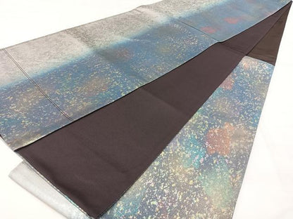 平和屋着物◎六通柄袋帯　霞文　引箔　正絹　逸品　BAAY5036qw