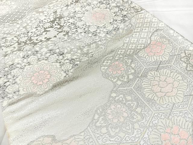 平和屋着物◎六通柄袋帯　道長正倉院花文　プラチナ二重箔　正絹　逸品　BAAY5037qw