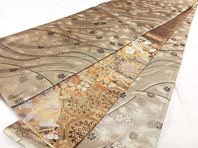 平和屋着物◎佐賀錦　両面　六通柄袋帯　鳳凰花文　金銀糸　正絹　逸品　BAAY5040qw