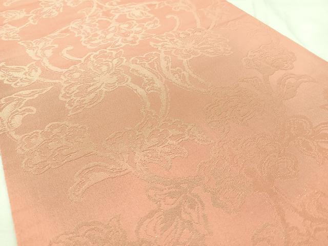 平和屋着物◎西陣　服部織物謹製　両面　全通柄袋帯　こはく錦　草木染　洋花文　金糸　正絹　逸品　BAAY5044qw