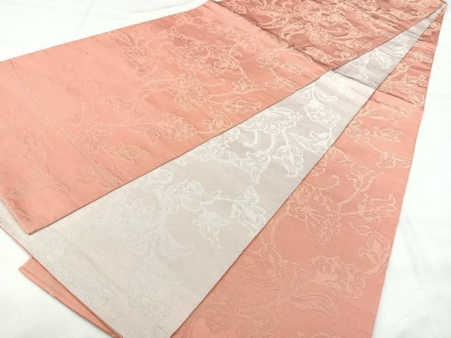 平和屋着物◎西陣　服部織物謹製　両面　全通柄袋帯　こはく錦　草木染　洋花文　金糸　正絹　逸品　BAAY5044qw