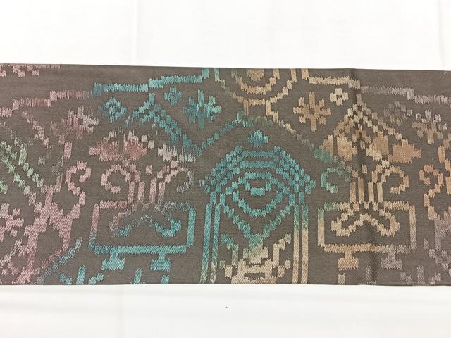 平和屋着物◎九寸名古屋帯　幾何学花文　正絹　逸品　BAAY5049qw