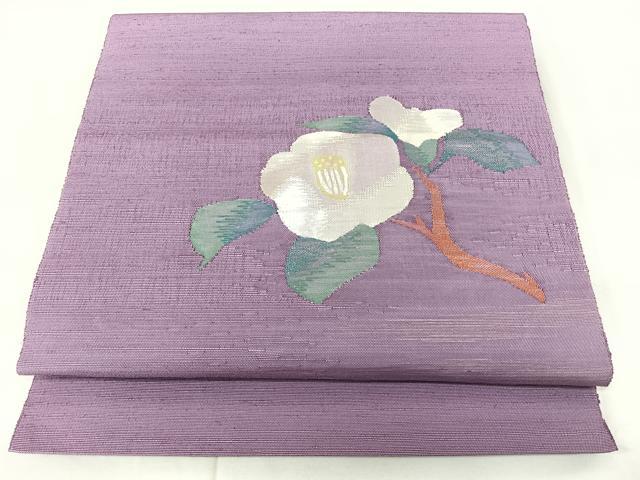 平和屋着物◎八寸名古屋帯　紬地　すくい織　枝花文　正絹　逸品　BAAY5050qw