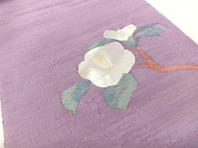 平和屋着物◎八寸名古屋帯　紬地　すくい織　枝花文　正絹　逸品　BAAY5050qw