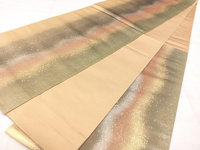 平和屋着物◎六通柄袋帯　霞間道　引箔　正絹　逸品　BAAY5052qw