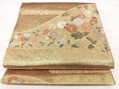 平和屋着物◎六通柄袋帯　遠山霞蒔絵文　彩箔　金糸　正絹　逸品　BAAY5053qw