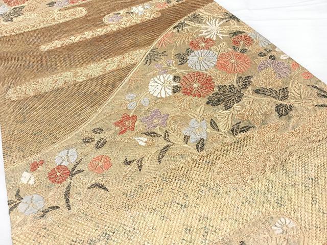 平和屋着物◎六通柄袋帯　遠山霞蒔絵文　彩箔　金糸　正絹　逸品　BAAY5053qw