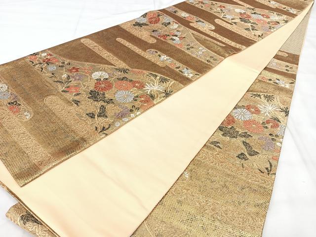 平和屋着物◎六通柄袋帯　遠山霞蒔絵文　彩箔　金糸　正絹　逸品　BAAY5053qw