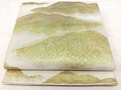 平和屋着物◎六通柄袋帯　遠山文　金銀糸　正絹　逸品　BAAY5059qw