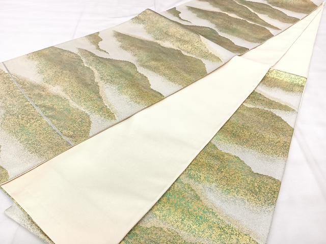 平和屋着物◎六通柄袋帯　遠山文　金銀糸　正絹　逸品　BAAY5059qw