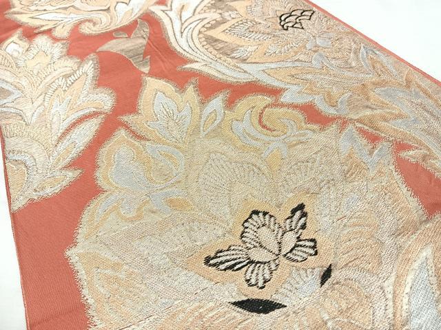平和屋着物◎六通柄　本袋帯　更紗花文　金銀糸　正絹　逸品　BAAY5068qw