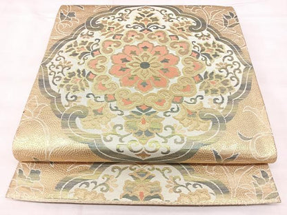 平和屋着物◎西陣　六通柄袋帯　正倉院花文　金糸　正絹　逸品　BAAY5079qw