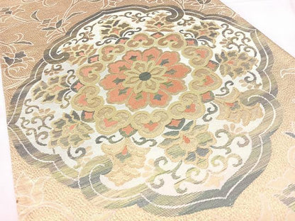 平和屋着物◎西陣　六通柄袋帯　正倉院花文　金糸　正絹　逸品　BAAY5079qw