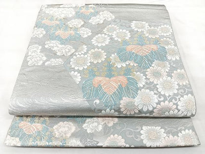 平和屋着物◎六通柄袋帯　裂取桐菊　金銀糸　正絹　逸品　BAAY5081qw