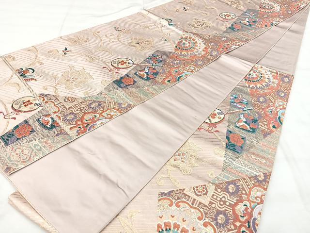 平和屋着物◎六通柄袋帯　正倉院花鳥文　金糸　正絹　逸品　BAAY5088qw