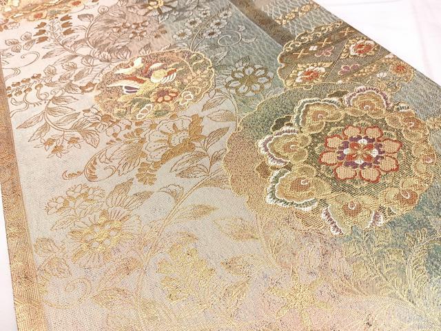 平和屋着物◎六通柄袋帯　花鳥文　正絹　逸品　BAAY5089qw