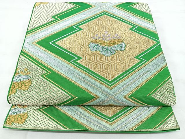 平和屋着物◎六通柄　本袋帯　松皮菱花文　金銀糸　正絹　逸品　BAAY5104qw