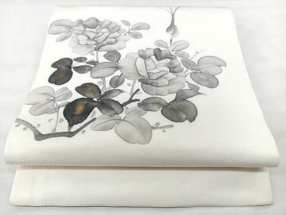 平和屋着物◎九寸名古屋帯　作家物　手描き　枝花文　金彩　正絹　逸品　BAAY5107qw