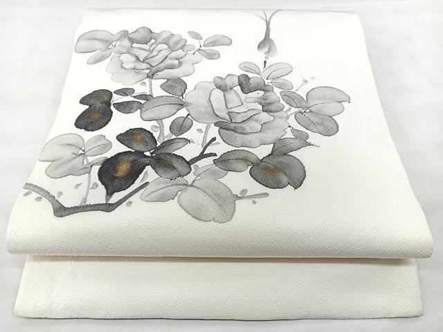 平和屋着物◎九寸名古屋帯　作家物　手描き　枝花文　金彩　正絹　逸品　BAAY5107qw