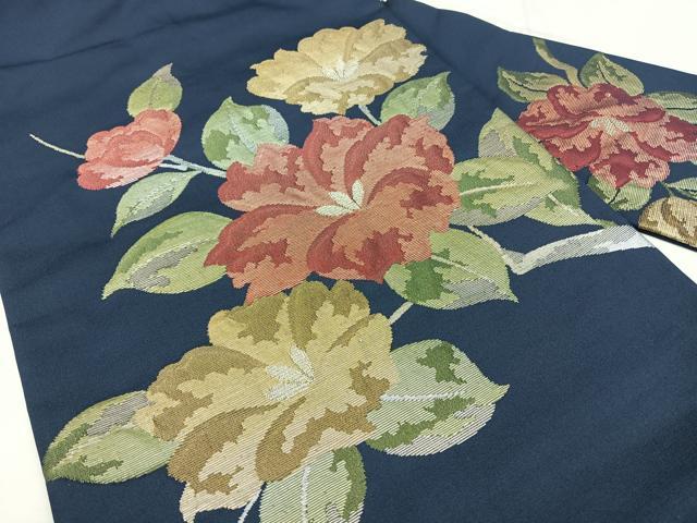 平和屋着物◎九寸名古屋帯　枝花文　金銀糸　正絹　逸品　BAAY5108qw