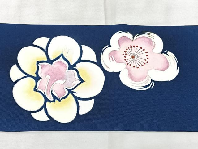 平和屋着物◎塩瀬　九寸名古屋帯　枝梅文　金彩　正絹　逸品　BAAY5110qw