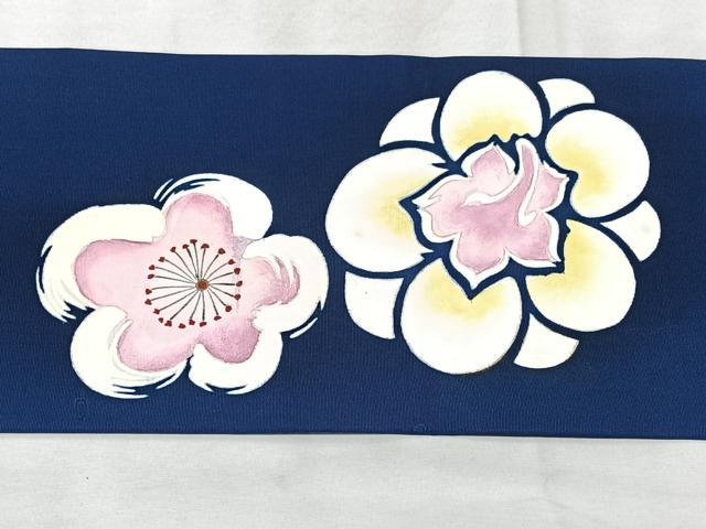 平和屋着物◎塩瀬　九寸名古屋帯　枝梅文　金彩　正絹　逸品　BAAY5110qw