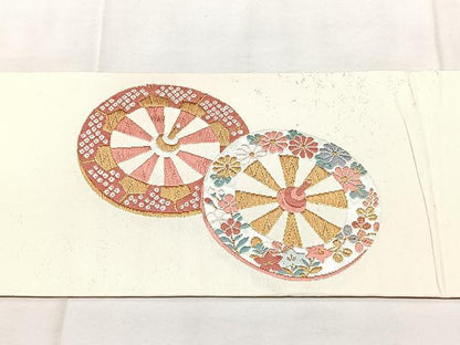 平和屋着物◎九寸名古屋帯　唐織　花車文　金銀糸　引箔　正絹　逸品　BAAY5111qw