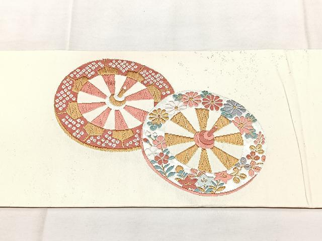 平和屋着物◎九寸名古屋帯　唐織　花車文　金銀糸　引箔　正絹　逸品　BAAY5111qw