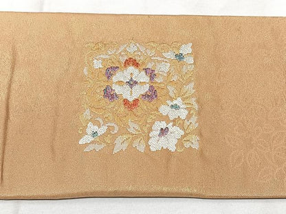 平和屋着物◎九寸名古屋帯　色紙花文　金銀糸　引箔　正絹　逸品　BAAY5114qw