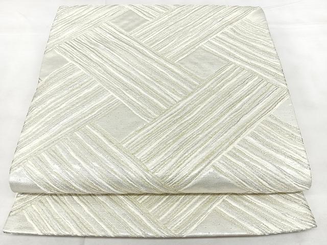平和屋着物◎六通柄袋帯　菱　金銀糸　正絹　逸品　BAAY5117qw