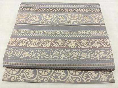 平和屋着物◎六通柄　京袋帯　横段洋花文　金糸　正絹　逸品　BAAY5123qw
