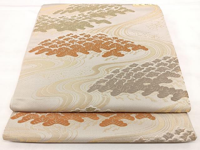 平和屋着物◎六通柄袋帯　流水松文　金糸　BAAY5124qw