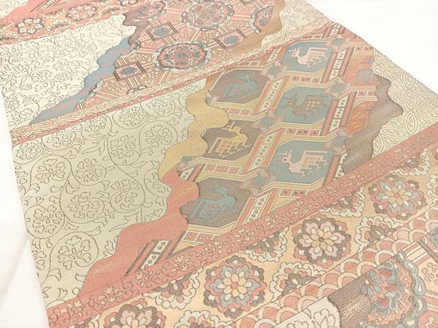平和屋着物◎六通柄袋帯　道長吉祥花文　金糸　正絹　逸品　BAAY5125qw