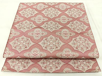 平和屋着物◎本場筑前博多織　八寸名古屋帯　花菱文　金糸　正絹　逸品　BAAY5127qw