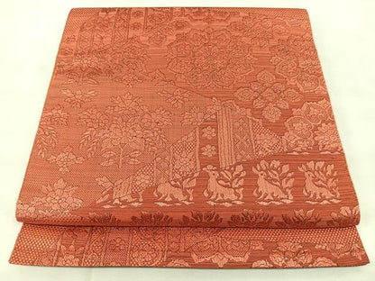 平和屋着物◎本場筑前博多織　八寸名古屋帯　名物裂花文　正絹　逸品　BAAY5131qw