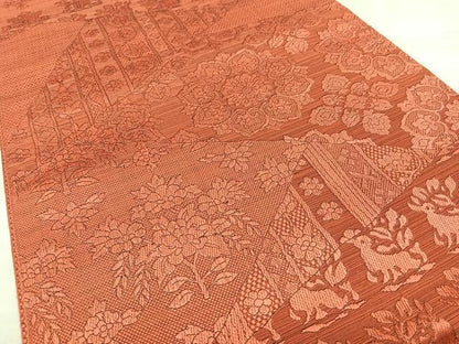 平和屋着物◎本場筑前博多織　八寸名古屋帯　名物裂花文　正絹　逸品　BAAY5131qw