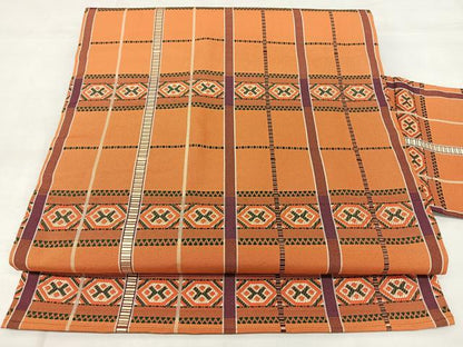平和屋着物◎九寸名古屋帯　変わり格子　正絹　逸品　BAAY5135qw