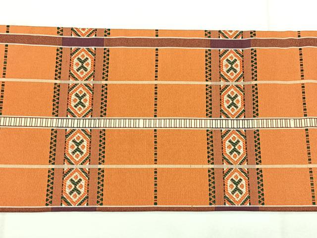 平和屋着物◎九寸名古屋帯　変わり格子　正絹　逸品　BAAY5135qw