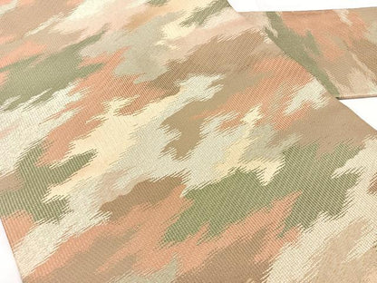 平和屋着物◎全通柄　九寸名古屋帯　霞文　金糸　正絹　逸品　BAAY5139qw