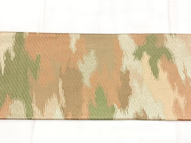 平和屋着物◎全通柄　九寸名古屋帯　霞文　金糸　正絹　逸品　BAAY5139qw