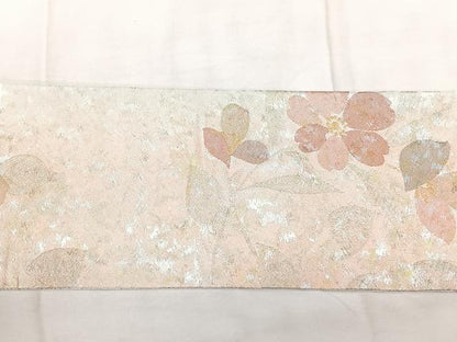 平和屋着物◎九寸名古屋帯　舞花文　金銀糸　正絹　逸品　BAAY5140qw